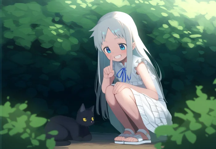 Hide and Seek - Anime, Anime art, Anohana, Honma Meiko, Neural network art