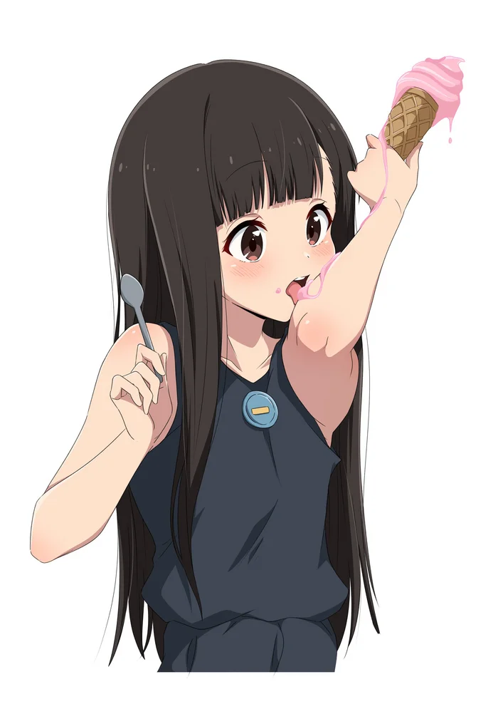 Why does she need a spoon? - Anime, Anime art, Make Heroine ga Oosugiru!, Ice cream