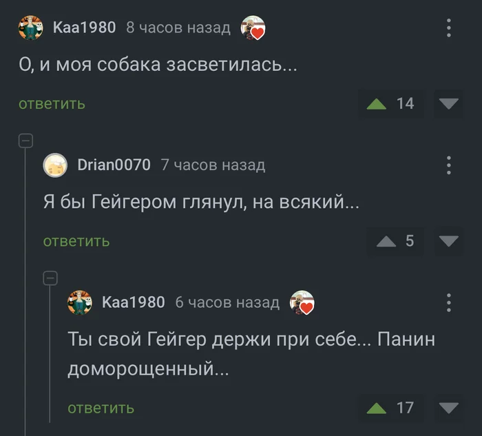 Гейгер и Панин, казалось бы… - Ответ на пост, Собака, Крик души, Скриншот, Комментарии на Пикабу