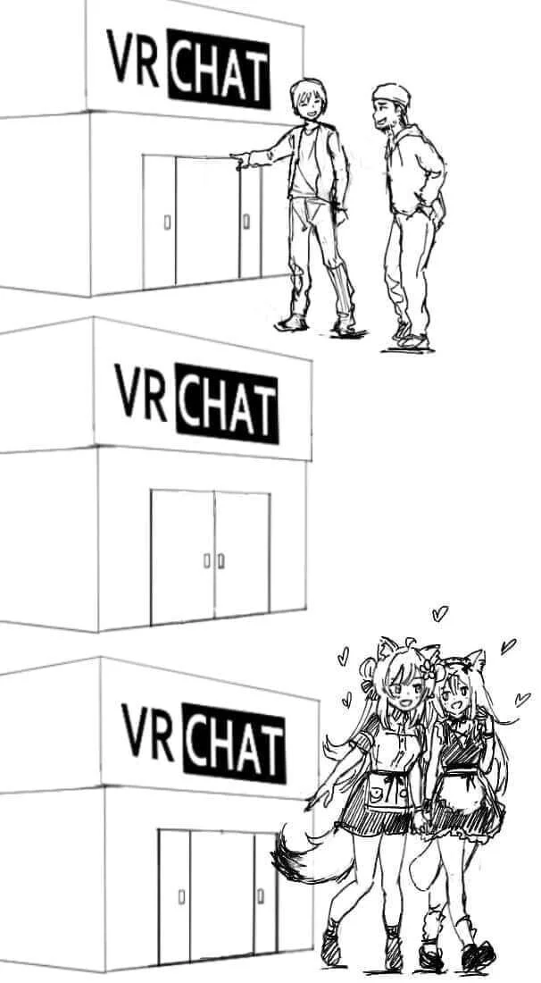 VRChat changes people - Anime, Anime memes, Picture with text, Vrchat, Виртуальная реальность