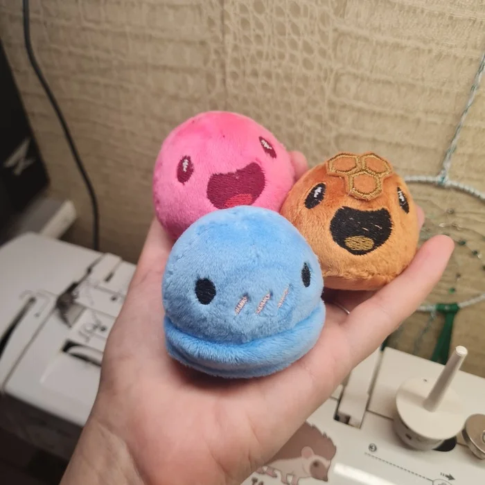 Slimes from plush - My, Needlework without process, With your own hands, Handmade, Slime, Slime Rancher, Soft toy, Longpost