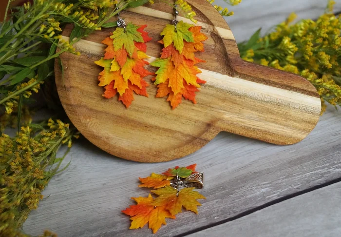 Maple leaves in autumn decorations - My, Polymer clay, Autumn, Maple, Longpost, Needlework without process