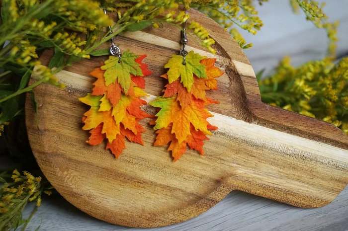 Maple leaves in autumn decorations - My, Polymer clay, Autumn, Maple, Longpost, Needlework without process