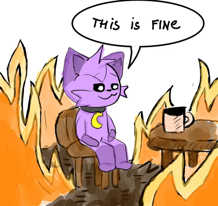 This is fine - Моё, Фурри, Furry Cat, Цифровой рисунок