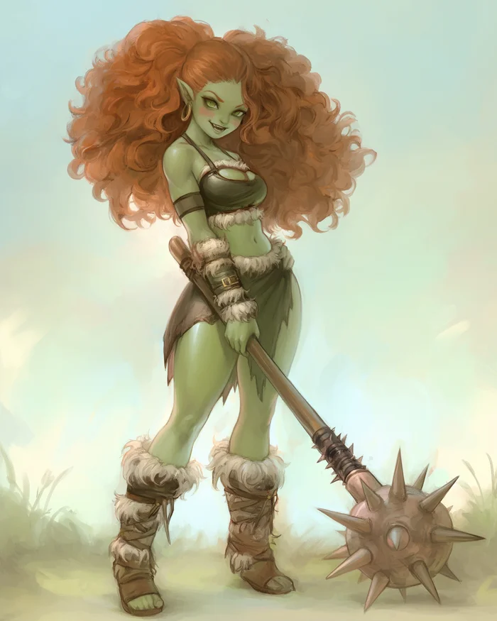 Varvara the Goblin - My, Neural network art, Midjourney, Pinanoc, Barbarian, Girls, Barbarian, Barbara, Goblins, Dungeons & dragons