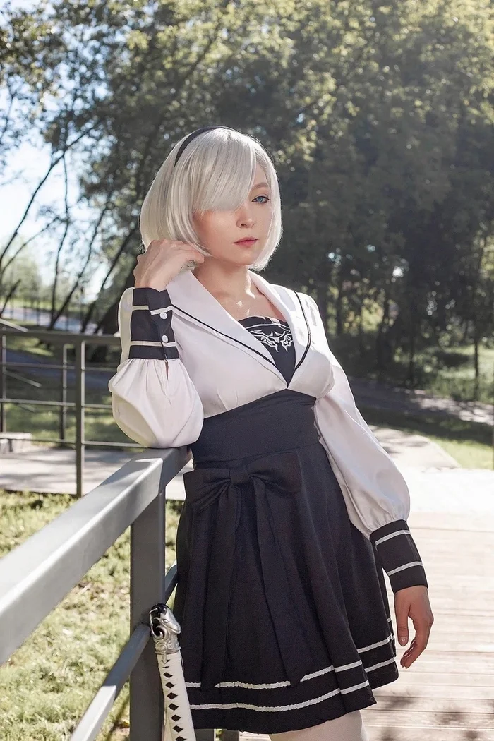 2B in a summer dress) - Cosplay, The photo, Yorha unit No 2 type B, NIER Automata