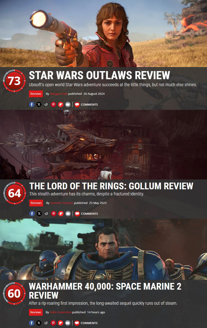       2.0  , , Warhammer 40k, The Lord of the Rings: Gollum, Star Wars Outlaws,   , , , Warhammer 40k: Space Marine 2