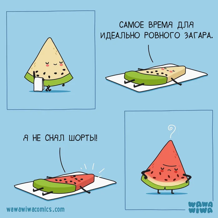 Forgot - My, Wawawiwa, Translated by myself, Comics, Watermelon, Tan, Shorts, Forgot