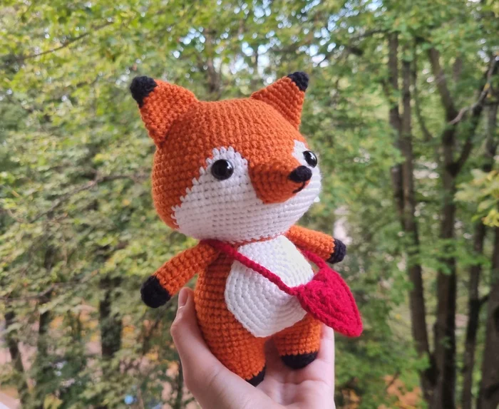 Success at work, knitted Fox and handbags for him - My, Amigurumi, Knitting, Crochet, With your own hands, Creation, Needlework without process, Author's toy, Presents, Psychology, Work, Employment, Soft toy, Toys, Fox, Needlework, Longpost