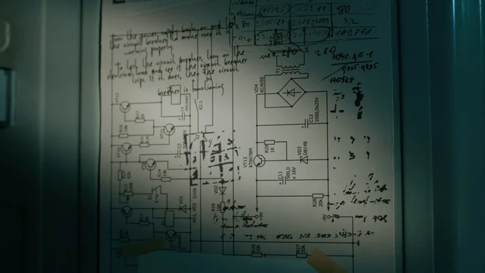 TV series Evil, season 4, episode 5. American electrical panel diagram on Soviet semiconductors! - My, Humor, Radio amateurs, Scheme, Foreign serials, Made in USSR, Electronics, Kinolyap