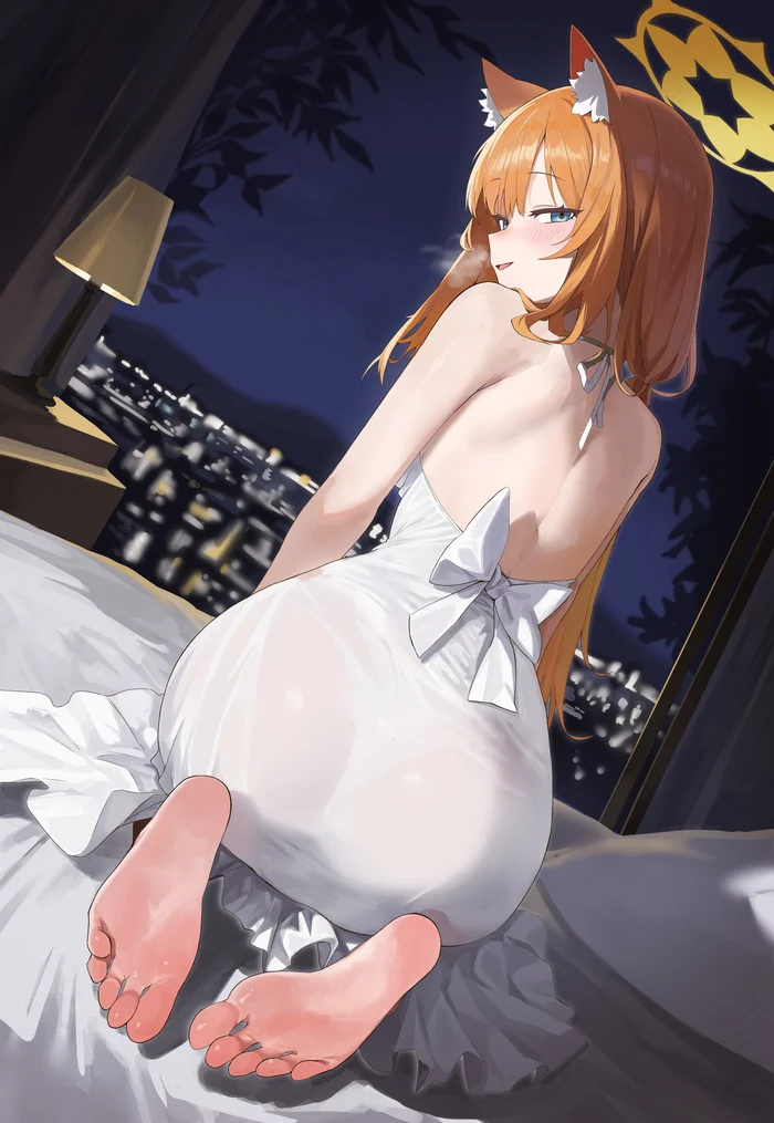 After the party - Anime art, Anime, Girls, Games, Blue archive, Iochi Mari, Evening Dress, Animal ears, Neural network art