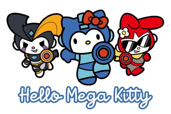 Фан-Арт Hello Kitty, My Melody, Kuromi в стиле Mega Man! - Арт, Hello Kitty, Kuromi (Sanrio), My Melody, Megaman, Кроссовер, Rockman