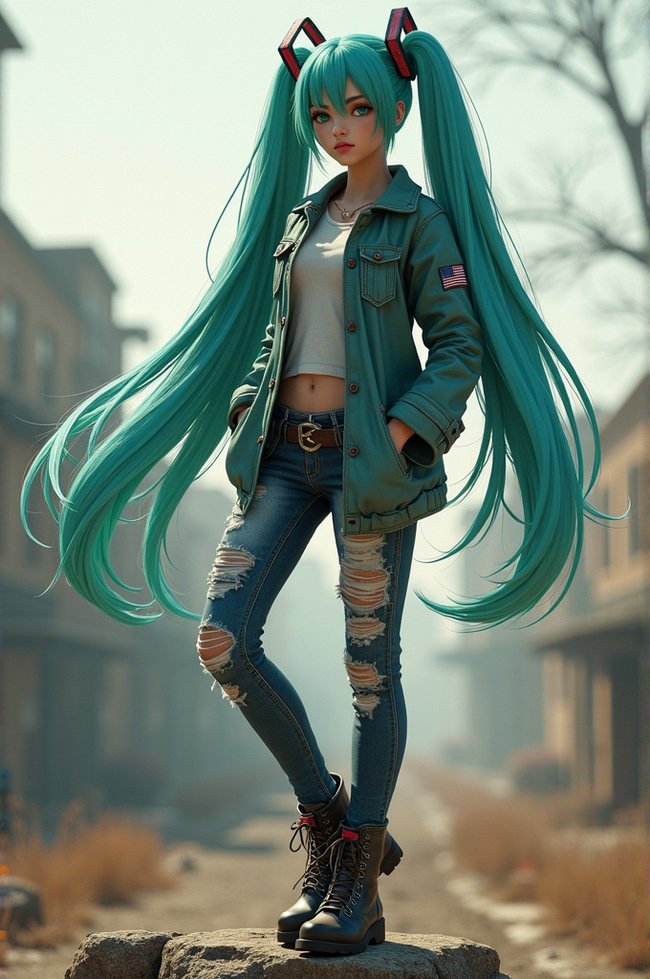 A little more Miku. It's Friday after all. - My, Flux, Anime, Neural network art, Hatsune Miku, Longpost