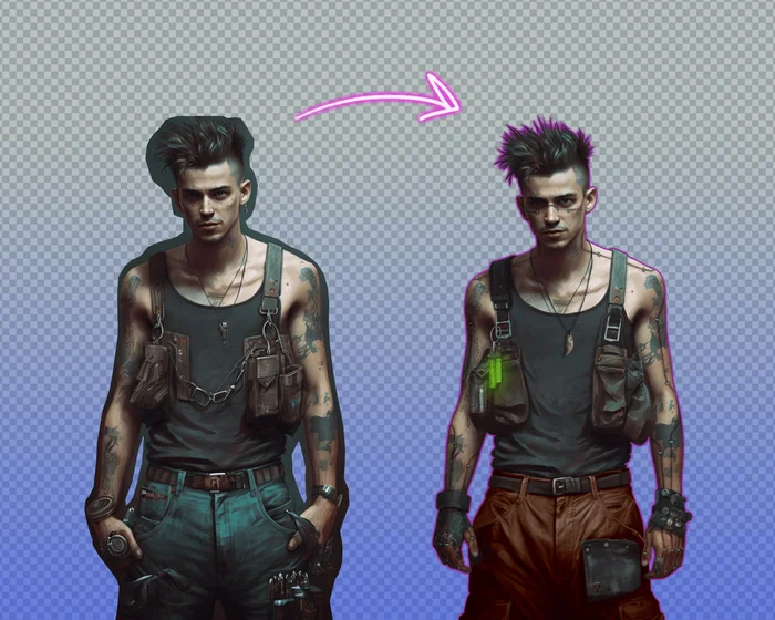 An example of creating characters using the Midjourney neural network - My, Indie game, Gamedev, Инди, Cyberpunk, Unity, Vampires, Horror game, Development of, Video, Soundless, Vertical video, Video VK, Longpost