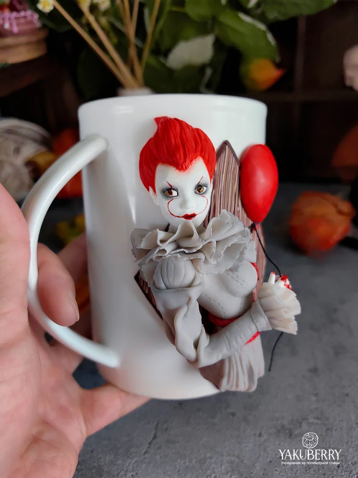 Mug It - My, Лепка, Polymer clay, Handmade, Needlework without process, It, Pennywise, Longpost