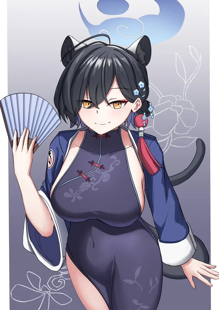 Sneaky tail :3 - Anime, Anime art, Tail, Animal ears, Neko, Blue archive, Urushibara Kaguya