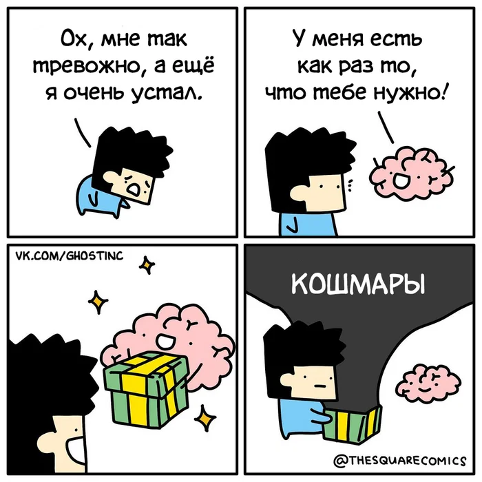 Подарок - Комиксы, Перевел сам, Thesquarecomics, Мозг, Кошмар