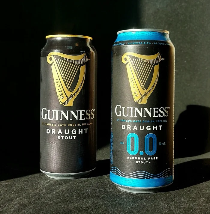 Guinness Draught & Guinness Draught 0.0% - Моё, Пиво, Пиво Гиннесс, Стаут, Безалкогольные напитки, Обзор, Мнение, Субъективность, Оценка, Арты нейросетей, Сравнение, Длиннопост