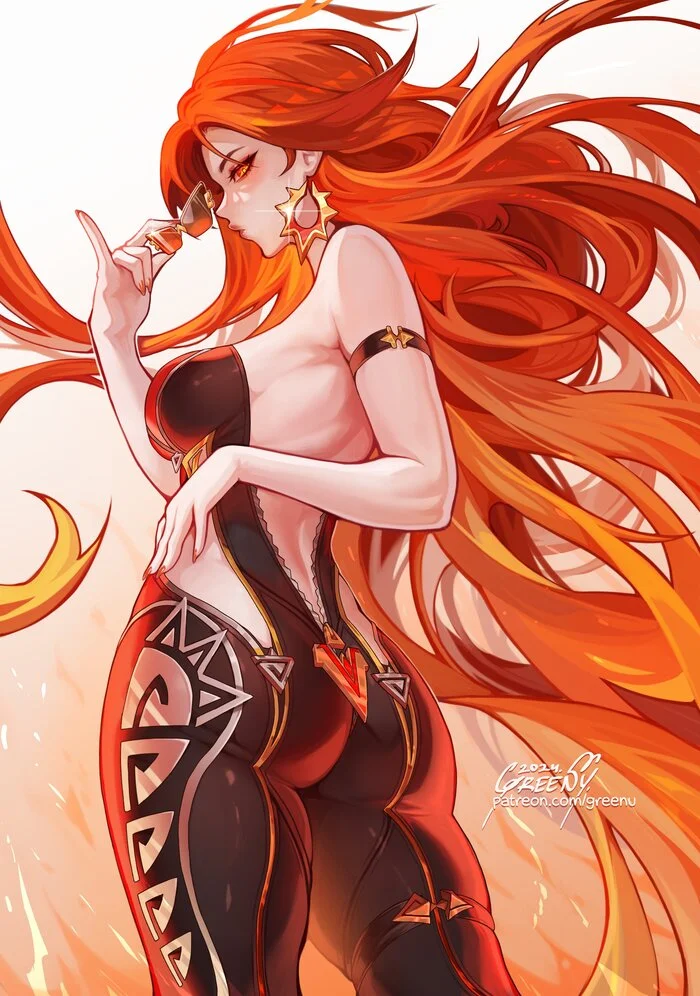 Fire Mavuika - Anime art, Anime, Girls, Games, Genshin impact, Mavuika (Genshin Impact)