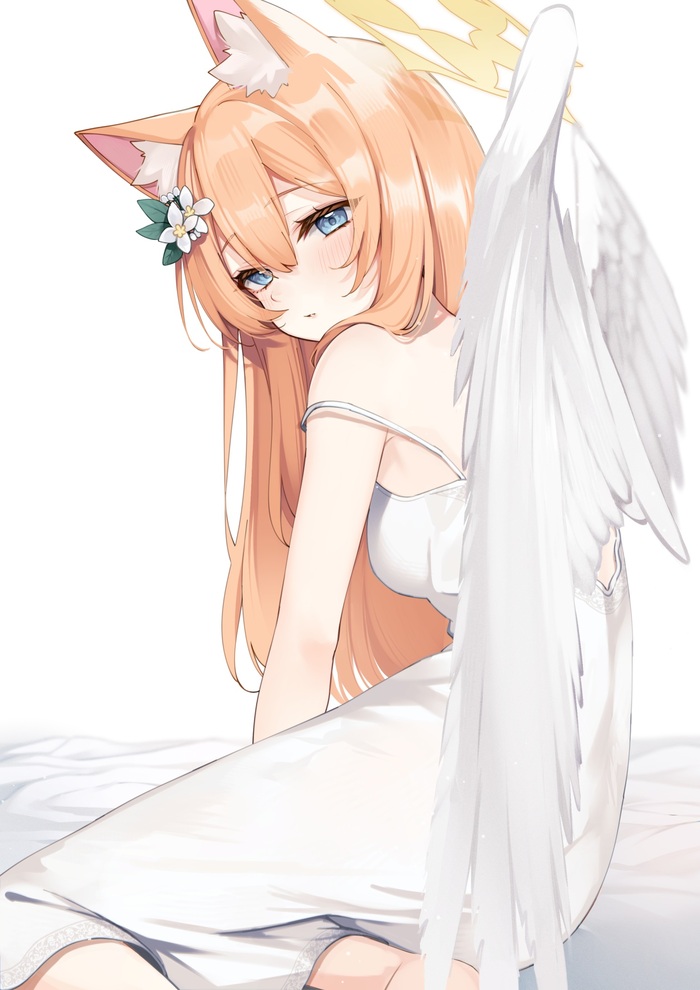 Angel Mari , Anime Art, , Blue Archive, Iochi Mari, Animal Ears, , 