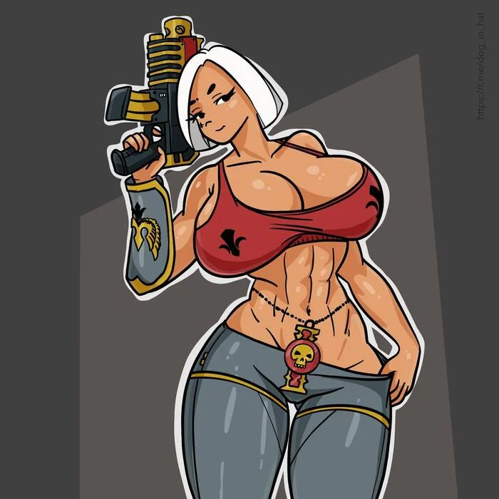 Warhammer Muscle Mommy - My, Illustrations, Drawing, Art, Girls, Warhammer, Adepta Sororitas, Wh Art