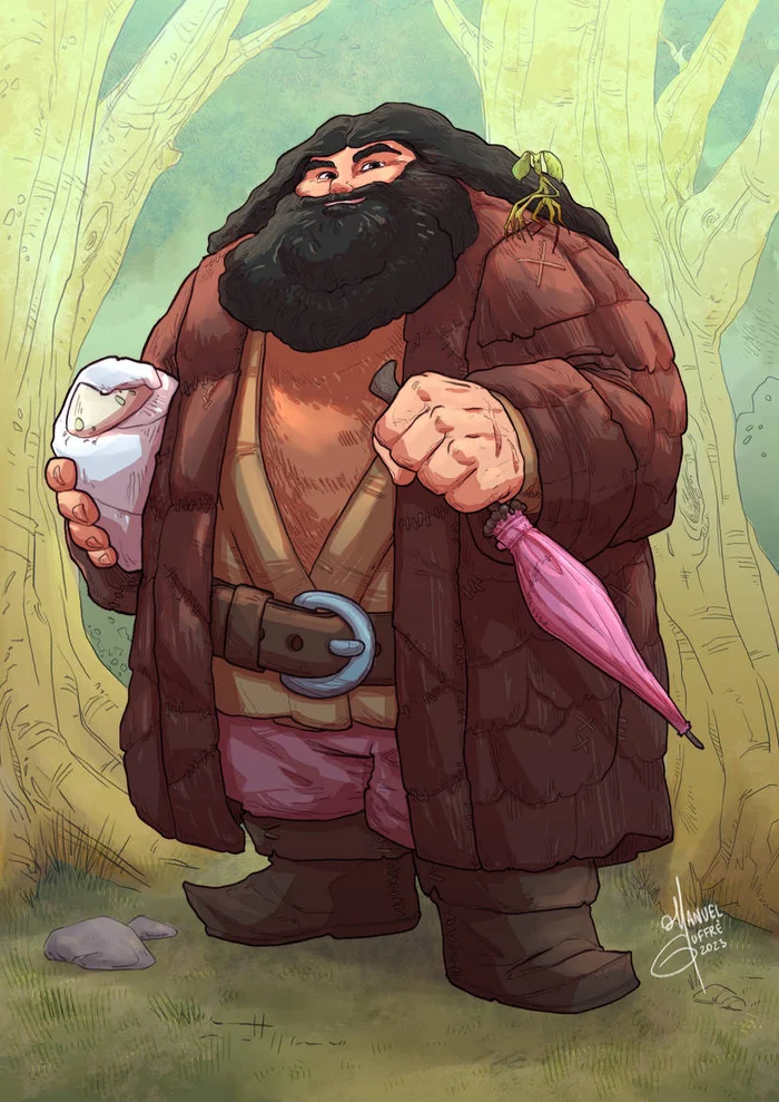 Hagrid - Harry Potter, Hagrid, Art, Dragon Eggs, Umbrella