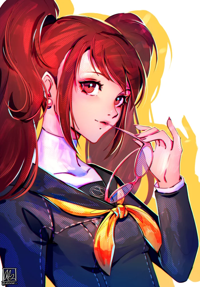 Риса - Арт, Аниме, Anime Art, Persona, Persona 4, Kujikawa Rise, Очки