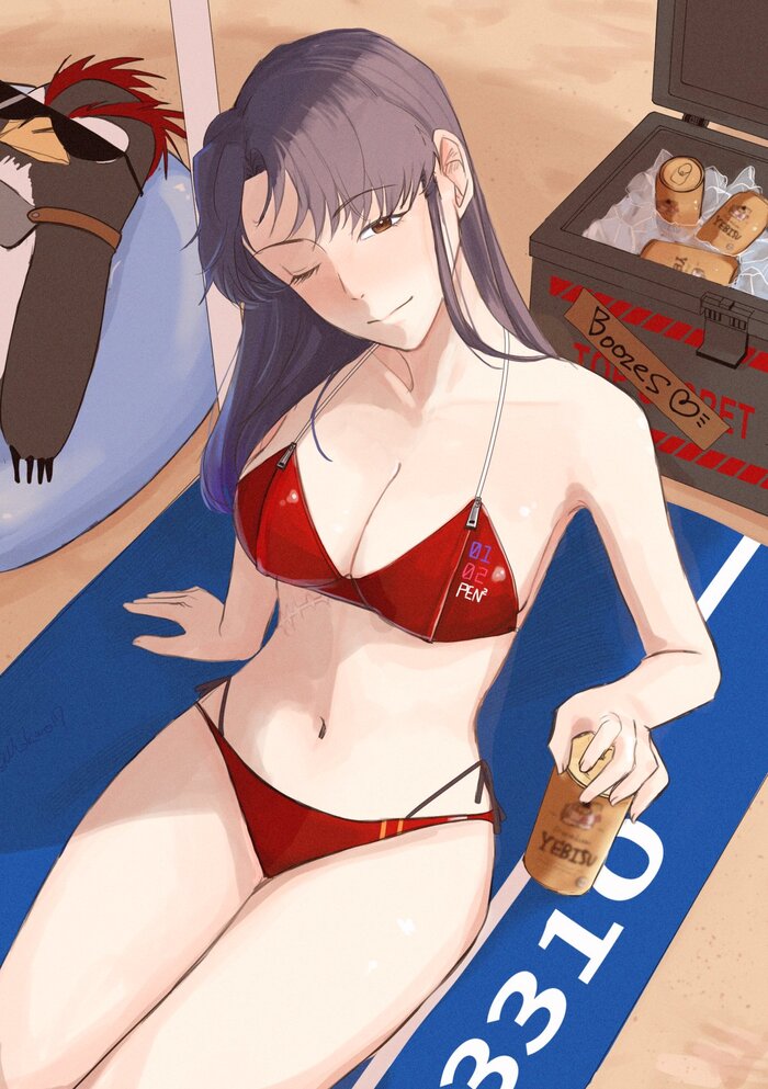       , Anime Art, Misato Katsuragi, Pen-pen, Evangelion, 