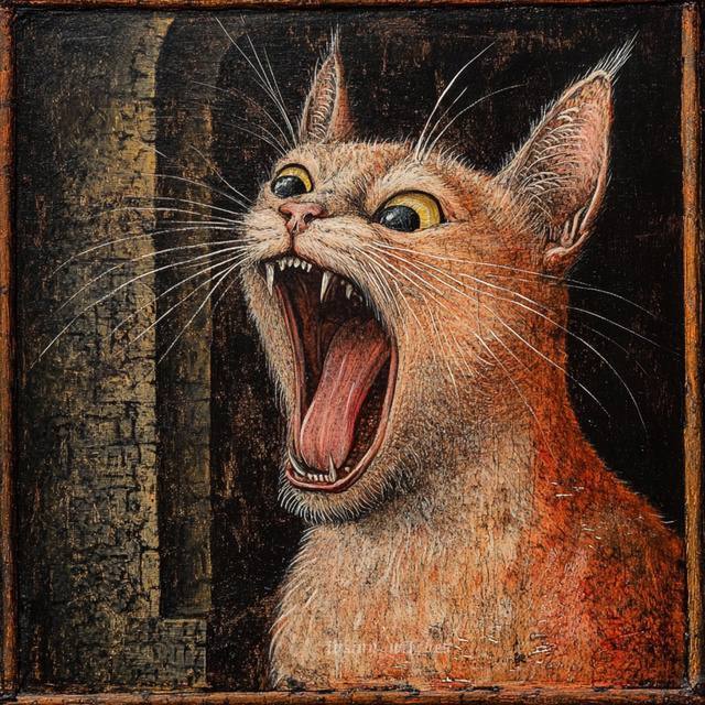 Are you yawning? - Art, cat, Yawn, Suffering middle ages, Humor, Longpost