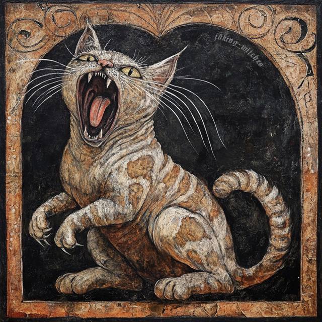 Are you yawning? - Art, cat, Yawn, Suffering middle ages, Humor, Longpost