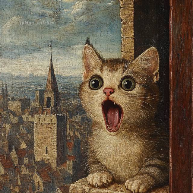 Are you yawning? - Art, cat, Yawn, Suffering middle ages, Humor, Longpost