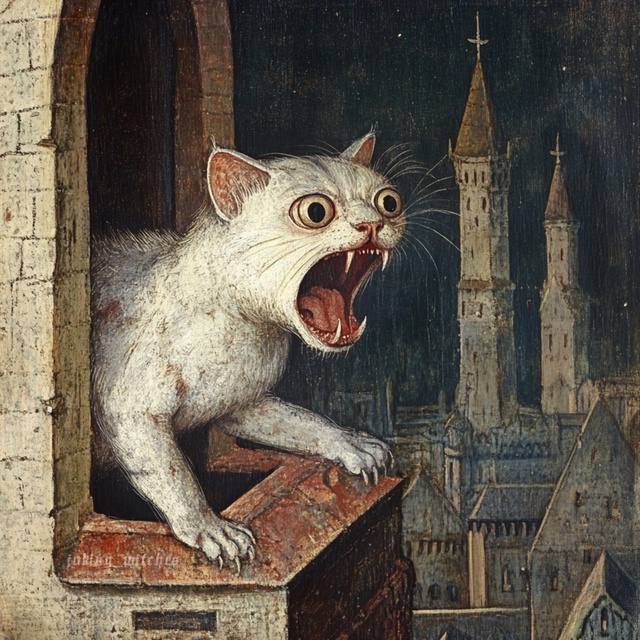 Are you yawning? - Art, cat, Yawn, Suffering middle ages, Humor, Longpost