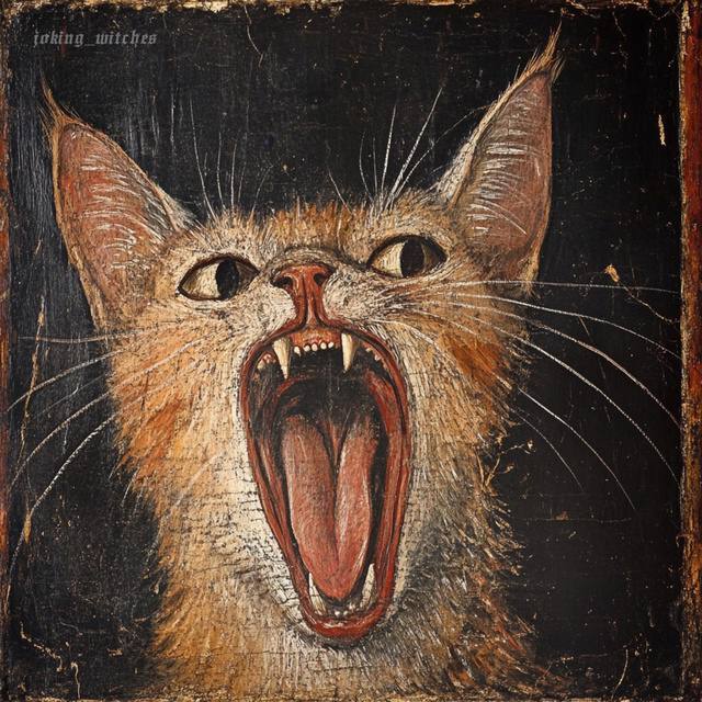 Are you yawning? - Art, cat, Yawn, Suffering middle ages, Humor, Longpost