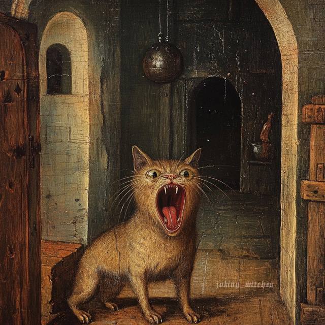 Are you yawning? - Art, cat, Yawn, Suffering middle ages, Humor, Longpost