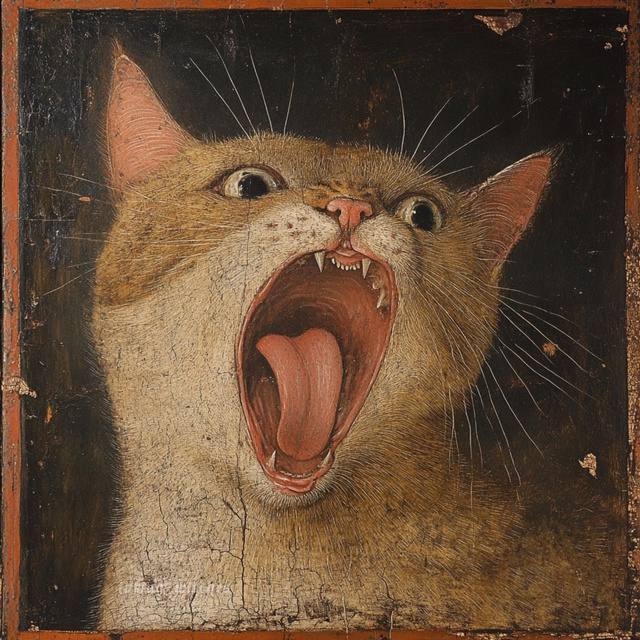 Are you yawning? - Art, cat, Yawn, Suffering middle ages, Humor, Longpost