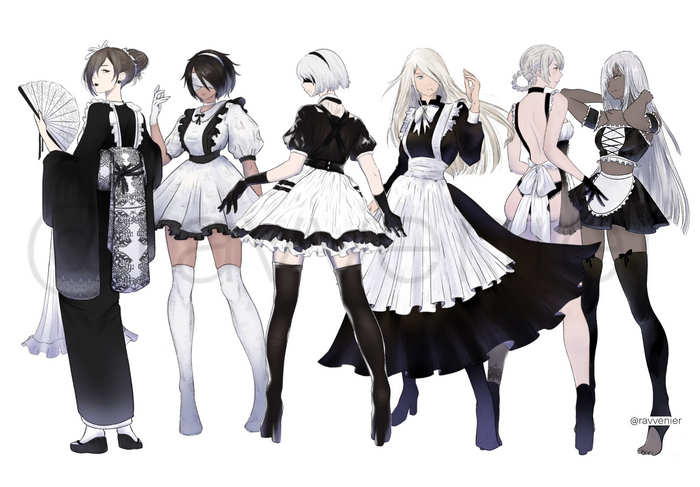  , , Nier Automata, Nier replicant, Nier reincarnation, Yorha unit no 2 type B, Yorha unit no 2 type A, Yorha unit no 2 type P, Kaine, , Anime Art, 