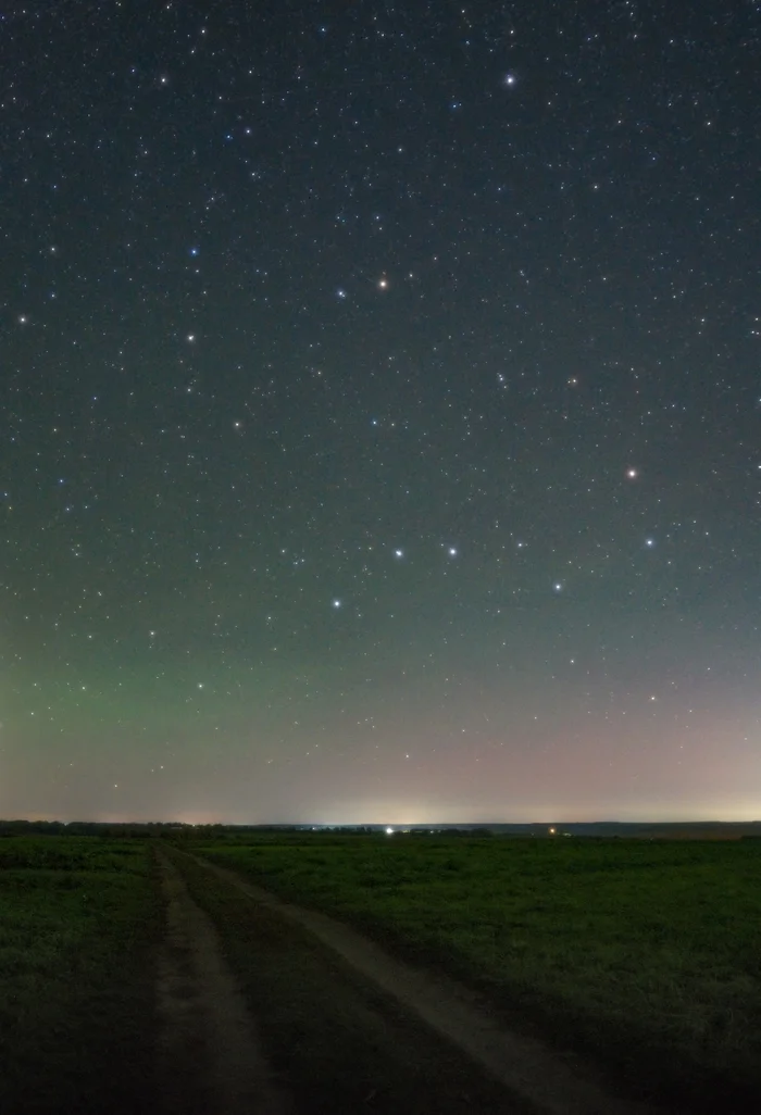 The Big and Little Dippers - My, Big Dipper, Ursa Minor, Starry sky, Astrophoto, Landscape, Night, September, Chuvashia