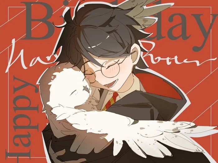 Harry Potter hugs Hedwig: @_Aria_B_ - Art, Harry Potter, Beech, Anime, Anime art