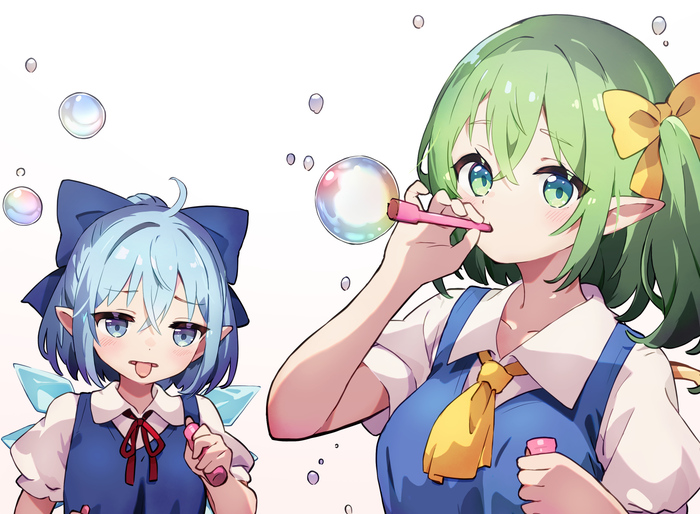   Touhou, Cirno, Daiyousei, Anime Art, Game Art, , ,  , 