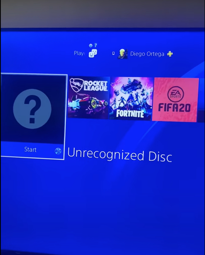 "Нераспознанный диск" PS4