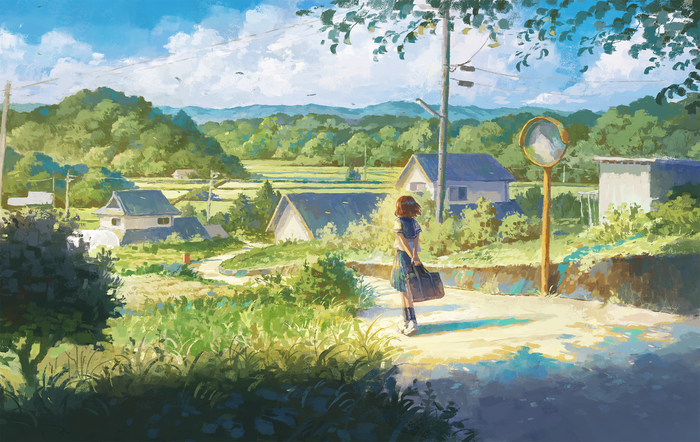  , Anime Art, Original Character, Fjsmu, Seifuku, 