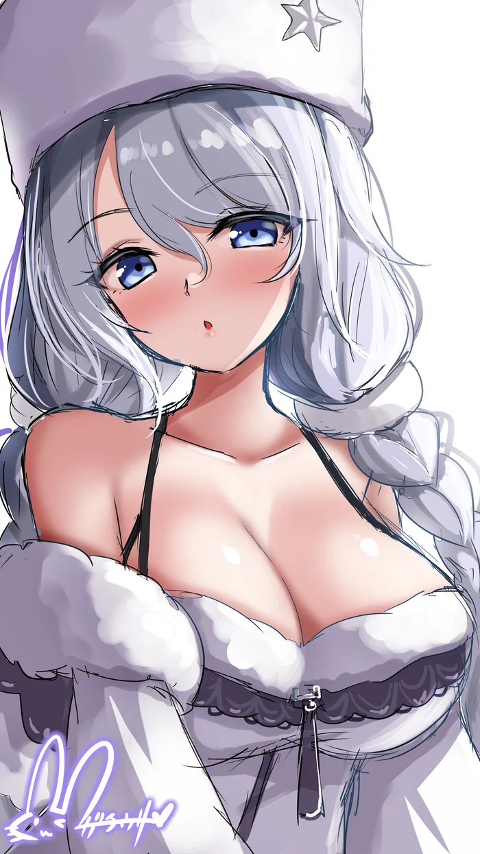 Аврора - Сиськи, Avrora, Pixiv, Аниме, Anime Art, Azur Lane