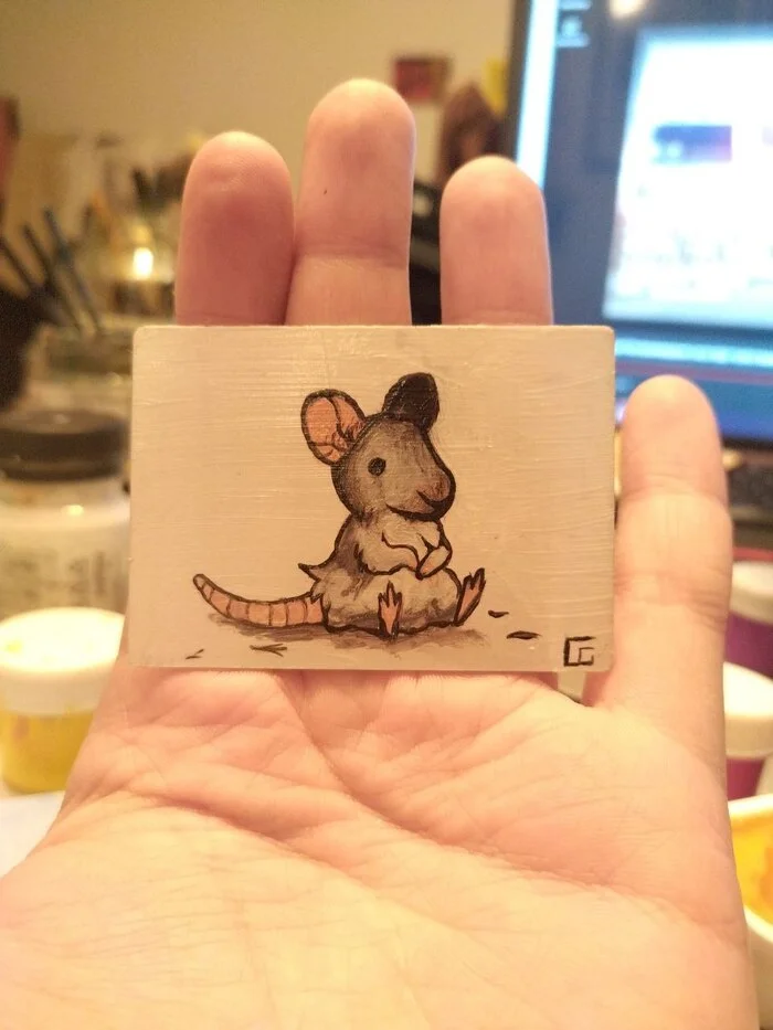 Magnet 09 - My, Painting, Needlework, Acrylic, Crafts, Magnets, Gudvinart, Rat