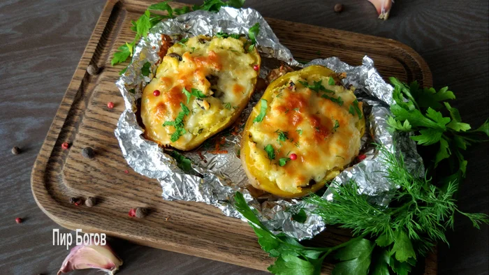 Stuffed potatoes. Krushka-potato. Very tasty baked potatoes! - My, Serving dishes, Recipe, Ingredients, Dinner, Dinner, Potato, Baby Potato, Baked potato, In the oven, Festive table, Longpost, Food