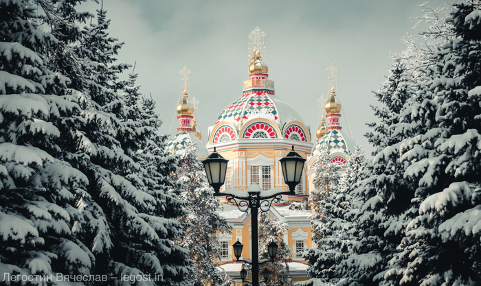 Вознесенский Собор в Алматы, зима 2018 года