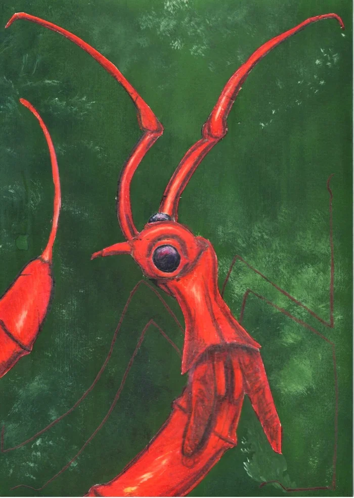 Ranatra - My, Art, Painting, Insects, Bedbugs, Pencil, Gouache, Swamp