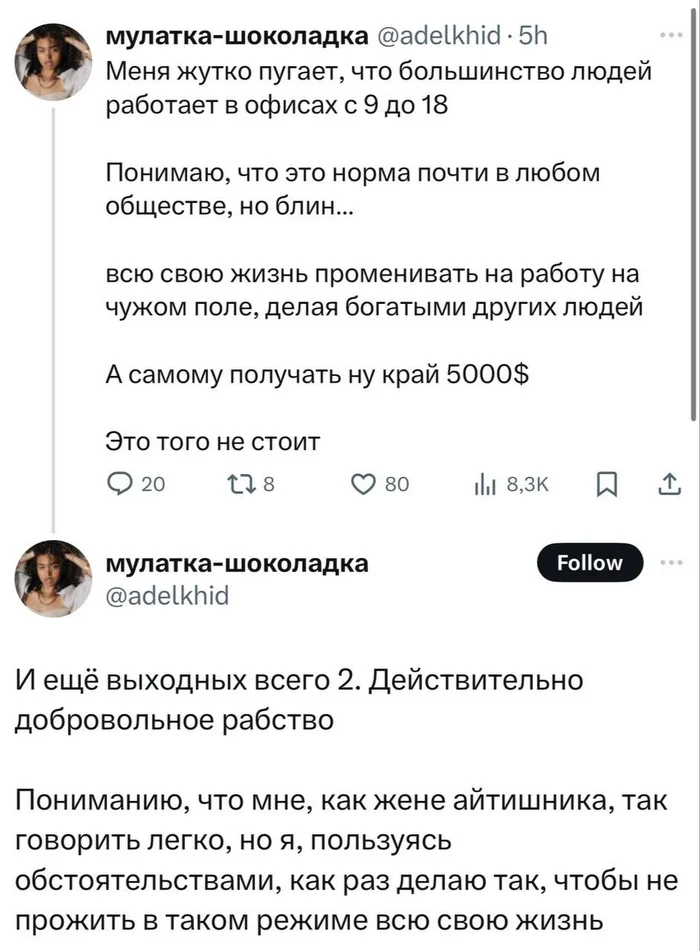 Зачем работать в офисе, если можно стать женой айтишника? - Юмор, Twitter, Работа, Скриншот, Офис, Жизнь