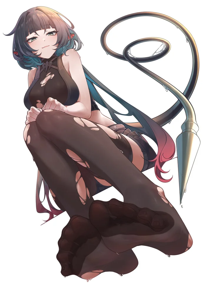 Hello, people of high culture - Anime, Anime art, Zenless Zone Zero, Jane Doe (zzz), Animal ears, Stockings, Tights