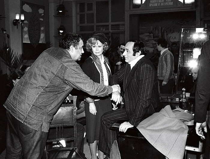 Кадр со съемок фильма "Гараж", 1980 год