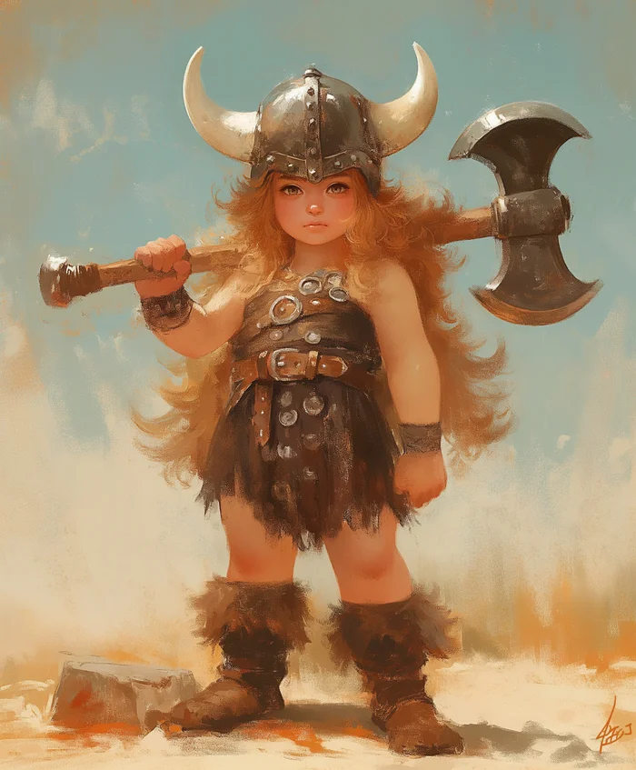 Dwarf Varvara - My, Neural network art, Midjourney, Pinanoc, Barbarian, Barbarian, Barbara, Girls, Dwarves, Dungeons & dragons